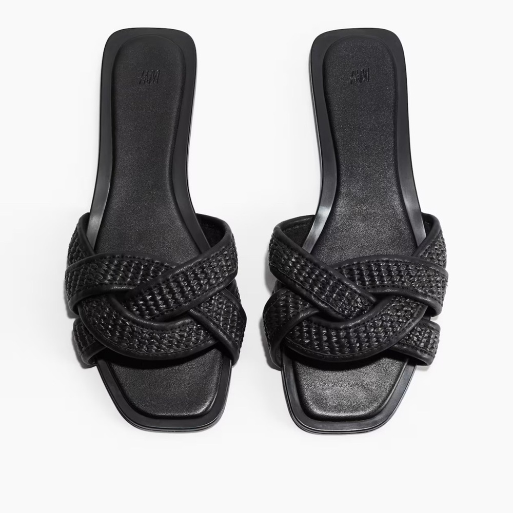 H&M Black Braided Slide Sandals